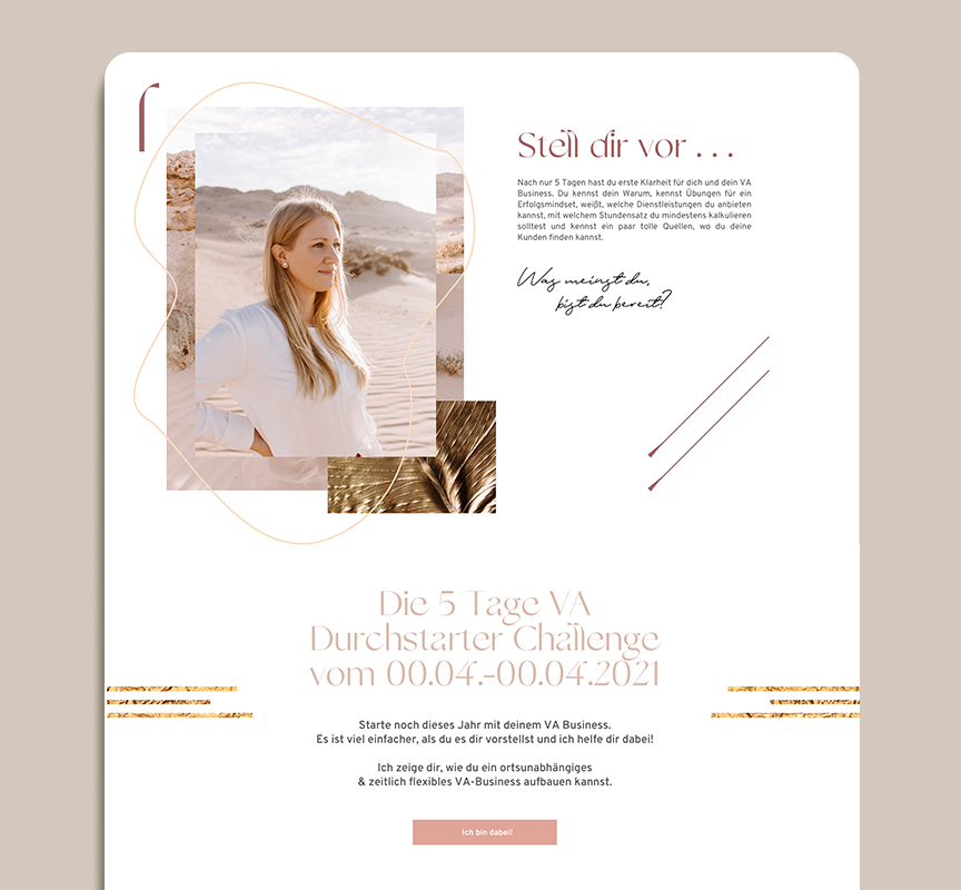 Screen Design Virtual Assistant Women mit Fokus auf Brand Design und Brand Identity